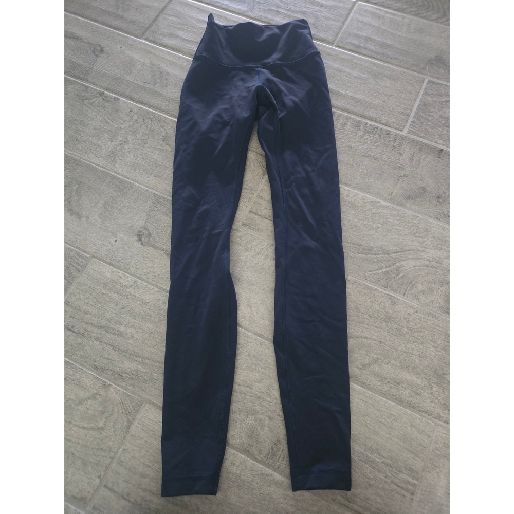 Lululemon Wunder Train High-Rise Pant 28 Navy Blue Nulu Leggings Square Dot Sz 2
